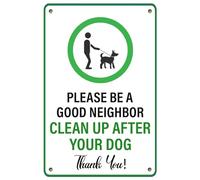 Divertidos letreros de metal para patio con texto en inglés "Please Be A Good Neighbor - Clean Up After Your Dog", divertido letrero de lata para decoración de baño para el hogar, jardín, patio, bar