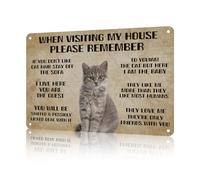 Divertidos letreros de metal vintage con guía del visitante para interactuar con gatos, letrero de lata para el hogar, cocina, decoración retro, patio, jardín al aire libre, 30,5 x 20,3 cm