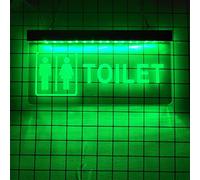 Divertidos letreros de neón LED para inodoro, luces de neón con grabado enchufable personalizado, para bar, centro comercial, baño de hotel, decoración de letrero luminoso colgante,Verde,30x15cm