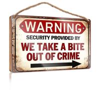 Divertidos letreros de oficina con advertencia de seguridad proporcionada por We Take A Bite Out Of Crime divertidos regalos de caza regalos de verano (15 x 28 cm)