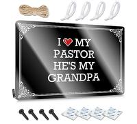 Divertidos letreros vintage hechos a mano para decoración de habitación de adolescentes y niños, divertido con texto en inglés "I Love My Pastor He's My Grandpa", decoración de pared vintage para