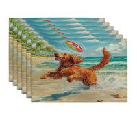 Divertidos manteles individuales de perro setter irlandés, 12 x 18 pulgadas, bonito juego de 6 manteles individuales de temporada para comedor en casa, fiesta de mascotas, decoración de cocina