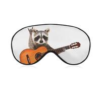Divertidos mapaches músicos de pie con guitarras, máscara para dormir con correa ajustable, cómoda máscara de ojos suave para dormir, máscaras de ojos que bloquean la luz
