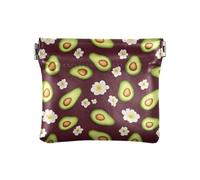 Divertidos monederos de piel con diseño de aguacate, flor de fruta, burdeos, para mujeres y niñas