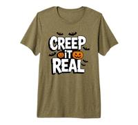 Divertidos murciélagos de Calabaza con Texto Espeluznante de Creep It Real Camiseta Premium