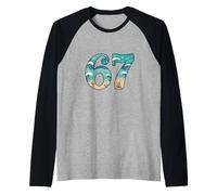 Divertidos números de Playa de Six Seven Summer Sea para niños, Hombres y Mujeres Camiseta Manga Raglan