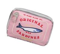 Divertidos organizadores de maquillaje con temática de lata de pescado, interior espacioso, fácil de limpiar, bolsa de cosméticos de moda para mujeres, niñas y adolescentes, bolsa de aseo de gran