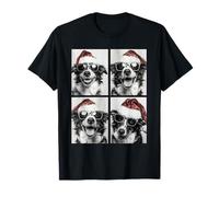 Divertidos pastores australianos en Gafas de Sol Sombrero de Papá Noel Navidad Camiseta