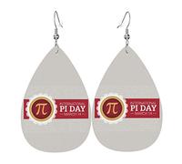 Divertidos pendientes de cuero Pi Day Spiral Pi Math 3.14 para mujeres y niñas Pendientes de cuero en forma de lágrima Pendientes colgantes simples
