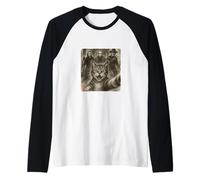 Divertidos Personajes sorprendidos de la película de Terror Selfie de Gato asustado Camiseta Manga Raglan