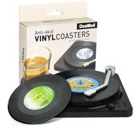 Divertidos Posavasos de Disco Retro para Bebidas con Soporte de Reproductor de Vinilo para los Amantes de la música, Juego de 6 Piezas de conversación con Refranes, Ideas de Regalo de inauguración de