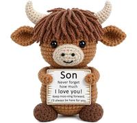 Divertidos regalos de ganchillo de vaca de las tierras altas de mamá papá, bonito regalo de cumpleaños para niños, adolescentes, adultos, yerno, bono, paso, hecho a mano, regalo emocional de vaca de