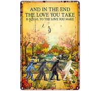 Divertidos regalos de pie grande Bigfoot Sasquatch Abbey Road and in The End The Love You Take is Equal to The Love You Make - Cartel de metal vintage chic para decoración de pared, regalo artístico