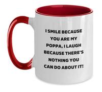 Divertidos regalos de Poppa de hombres, tazas de graduación únicas para Poppa, I Smile Because You Are My Poppa, Poppa, taza de café de dos tonos