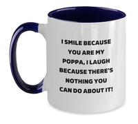 Divertidos regalos de Poppa de hombres, tazas de graduación únicas para Poppa, I Smile Because You Are My Poppa, Poppa, taza de café de dos tonos