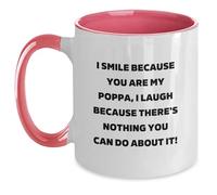 Divertidos regalos de Poppa de hombres, tazas de graduación únicas para Poppa, I Smile Because You Are My Poppa, Poppa, taza de café de dos tonos