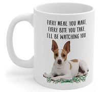 Divertidos regalos de rat terrier blanco cervatillo para mujeres, Día de la Madre, cada comida que hagas cada bocado que tomes, taza de café de cerámica, color blanco, 325 ml