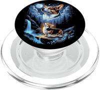 Divertidos Regalos místicos Vintage de Corgi Howling at The Moon para Perros PopSockets PopGrip para MagSafe