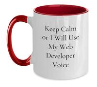 Divertidos regalos para desarrolladores web para hombres o mujeres - Keep Calm Or I Will Use My Web Developer Voice, taza de café de dos tonos, regalos únicos de graduación de amigos o familiares