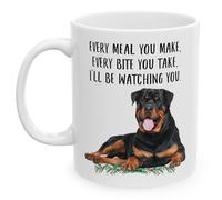 Divertidos regalos Rottweiler para mujeres, Día de la Madre, cada comida que hagas cada bocado que tomes, taza de café de cerámica, color blanco, 325 ml