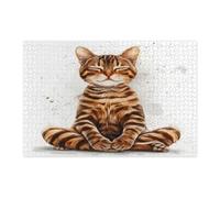 Divertidos rompecabezas de gato de Bengala para adultos, 1000 piezas, rompecabezas de madera para yoga, deportes, gatitos, decoración impresa para entretenimiento creativo