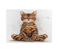 Divertidos rompecabezas de gato de Bengala para adultos, 500 piezas, rompecabezas de madera para yoga, deportes, gatitos, decoración impresa para entretenimiento creativo