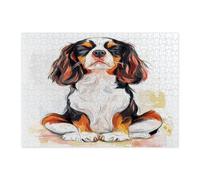 Divertidos rompecabezas de perro Cavalier King Charles Spaniel para adultos, 500 piezas, rompecabezas de madera con estampado de cachorro y yoga, decoraciones divertidas con patrón de mascotas para