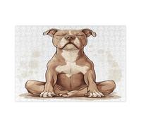 Divertidos rompecabezas de perro Pitbull para adultos de 300 piezas, rompecabezas de madera con estampado de cachorro de yoga, decoraciones divertidas para fiestas de entretenimiento