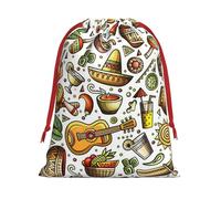 Divertidos sombreros de dibujos animados con estampado de guitarra, bolsas de regalo reutilizables para mujeres, Navidad, cumpleaños, bolsas con cordón