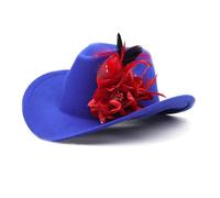 Divertidos sombreros de fiesta para mujer, sombrero de vaquero para mujer, sombrero occidental, disfraz de flor, sombrero de ala ancha para mujer, protección solar, azul real, Talla única