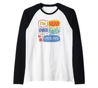 Divertidos violines estéticos Retro Pop Art para fanáticos de la Orquesta Camiseta Manga Raglan