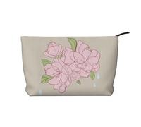 Divided Peach Blossoms - Bolsa de cosméticos de pana para mujer, cartera portátil con cremallera, adecuada para viajes y almacenamiento diario de cosméticos, color negro, talla única