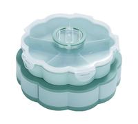 Divided Serving Tray, 2-Layer Flower Shape Rotatable Container, 10-Compartment Snack Trays with Lid, Food Serving Tray for Kitchen, Picnic, Party, Buffet, Brunch, Dinner, Lunch, Outdoor
