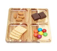 Divided Serving Tray | 9.84x9.84x0.79In Wooden Square Food Dish, Divided Food Dish Veggie Platter Tray Durable Wood Material | Appetizer Veggie Sushi Snacks Fruit Home Restaurant