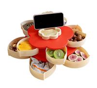 Divided Serving Tray - Petal-Shaped Rotating Food Platter, Snack Organizer for Kitchen and Dining | Serving Plate for Picnic, Party, Buffet | Rotating Tray for Brunch, Dinner Lunch Bar Home Outdoor