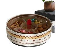 Divided Serving Tray - Rotating Divided Compartments Clear | Travel Snack Box For Eating Snacks Fruits Nuts Pistachios Cherries | Rotating Divideds Food Grade Retro Tableware With 5 Compartments