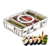 Divided Serving Tray With Lid - 4 Section Charcuterie Container, Carry Handles| Stackable Fridge Organizer, Travel Snack Containers For Meal Prep Food Portable Kitchen Storage Accessories Durable Conv