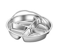Divided Snack Plate - Stainless Steel Food Steaming Platter With Handle, Sectional Fruit Tray For Parties, Large Capacity 3-Compartment Serving Dish | Home Apartment Family Nights Friend Gatherings
