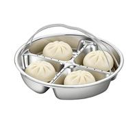 Divided Snack Plate - Stainless Steel Sectional Tray for Serving Variety Foods | Food Grade Metal with Polished Surfaces Steaming Platter with Side Handles, Multi Compartment Fruit Organizer for Home