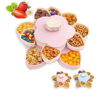 Divided Spin and Snack Serving Tray, Upgraded Spin and Snack Serving Tray, Single/Double Layer Include A Phone Stand, Creative Storage for Home Kitchen Travel Picnic (Pink,Double-Layer)