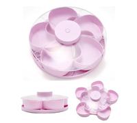 Divided Spins and Snack Serving Tray, Multi-Compartment Food Organizer Design with Rotating Cover | Organizer Veggie Fruit Tray For Kitchen,Travel and Picnic