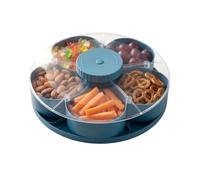 Divided Spins and Snack Serving Tray, Multi-Compartment Food Organizer Design with Rotating Cover | Organizer Veggie Fruit Tray For Kitchen,Travel and Picnic