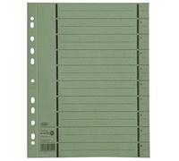 Divider with perforation, A4, 10 tabs, line print, Euro holes, green