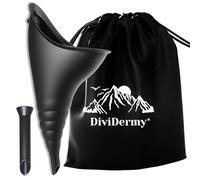 DiviDermy Urinario Portatil Mujer, Reutilizable Urinario Mujer, Orinal Femenino Plegable, Embudo De Silicona para Mujeres De Pie para Orinar, con Bolsas de Cordón, Inodoro Viajes Accesorios, Negro
