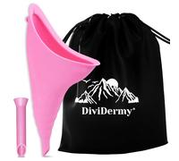 DiviDermy Urinario Portatil Mujer, Reutilizable Urinario Mujer, Orinal Femenino Plegable, Embudo De Silicona para Mujeres De Pie para Orinar, con Bolsas de Cordón, Inodoro Viajes Accesorios, Rosa