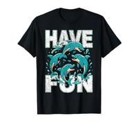 Diviértete, Lindos Delfines Divertidos Teniendo un Buen Tiempo juguetón Camiseta