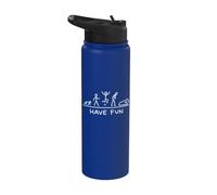 Diviértete Stick Man Life Is Short Stickman Gráfico Stainless Steel Insulated Water Bottle