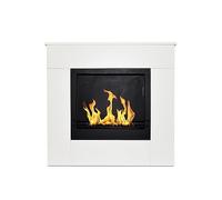 DIVINA FIRE Chimenea de bioetanol de suelo Michelangelo de madera blanca, fabricada en Italia, 96 x 36 x 90 cm