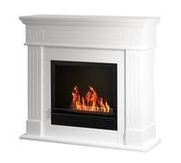 Divina Fire Chimenea de suelo de madera CAMBRIDGE Blanco 110 x 36 x H100
