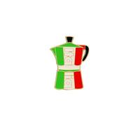 Divina Italian Design - Broche tricolor Moka Italiana, verde/blanco/rojo, aleación metálica con acabado dorado, 3 x 2,1 cm, cierre de mariposa